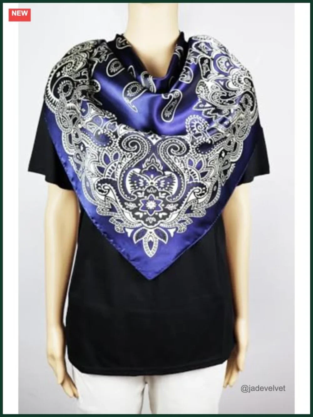 Women's Square Satin Hair Scarf Silk Feel, 35x35in, Multi-Use